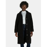 Women's and Women's Plus Teddy Fleece Coat with Funnel Neck, Sizes XS-3X